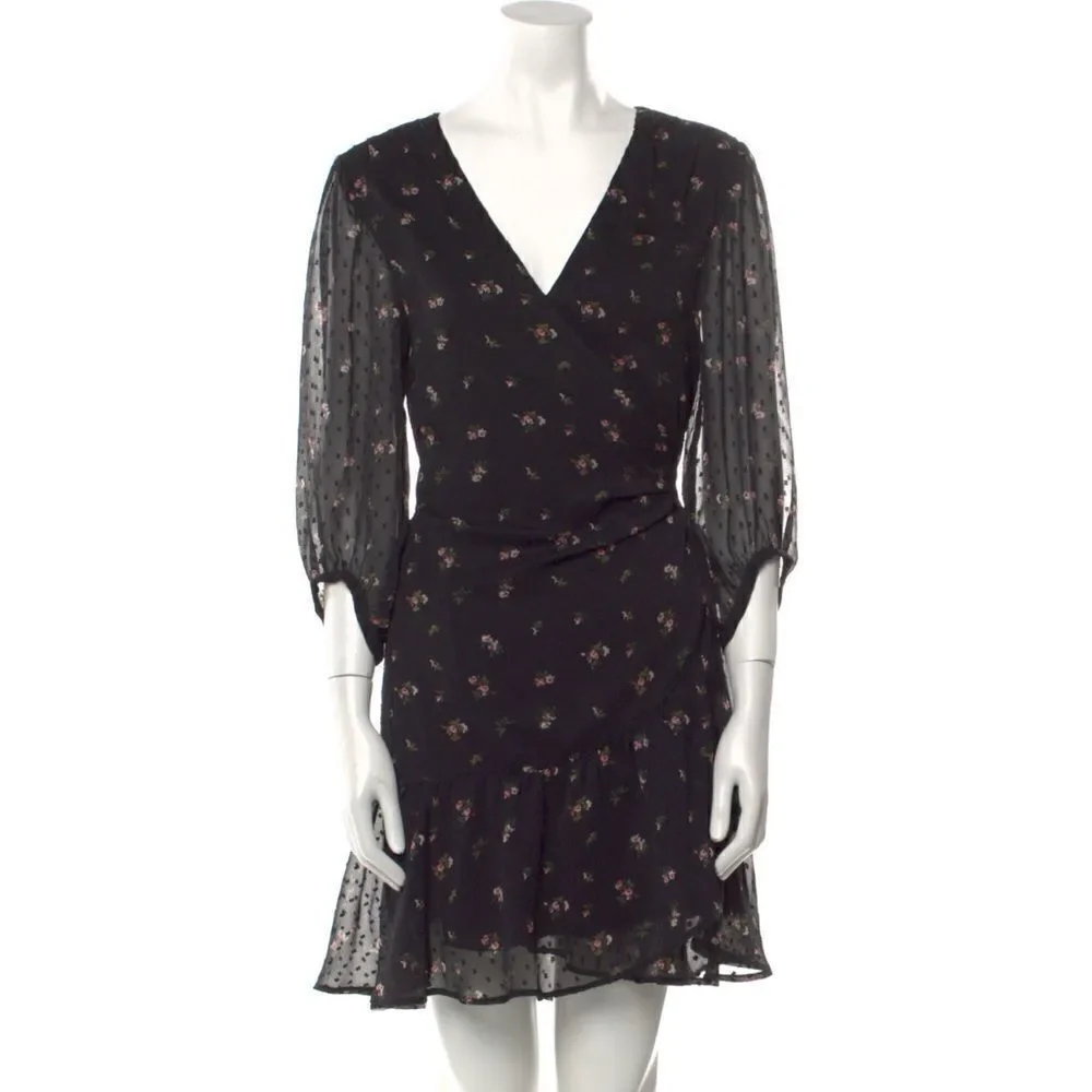 Allsaints black floral wrap dress - Picture 2 of 4